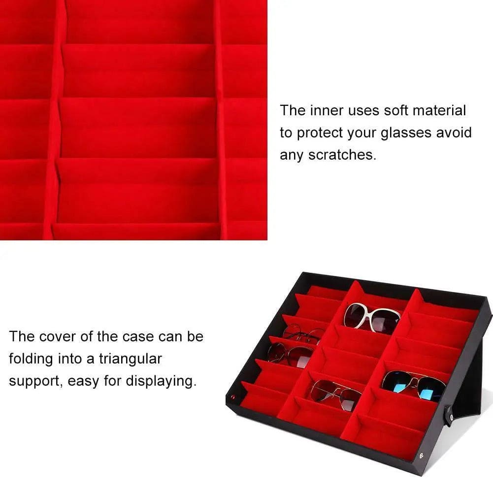 18 Grid Sunglasses Organizer, Eyeglasses Storage Display Box, Glasses Display Stand Storage Box Case Tray, Eye Wear Display Stand, Foldable Glasses Display Case, Glasses Jewelry Organizer 18 Grid Sunglasses Organizer, Eyeglasses Storage Display Box, Glasses Display Stand Storage Box Case Tray, Eye Wear Display Stand, Foldable Glasses Display Case, Glasses Jewelry Organizer